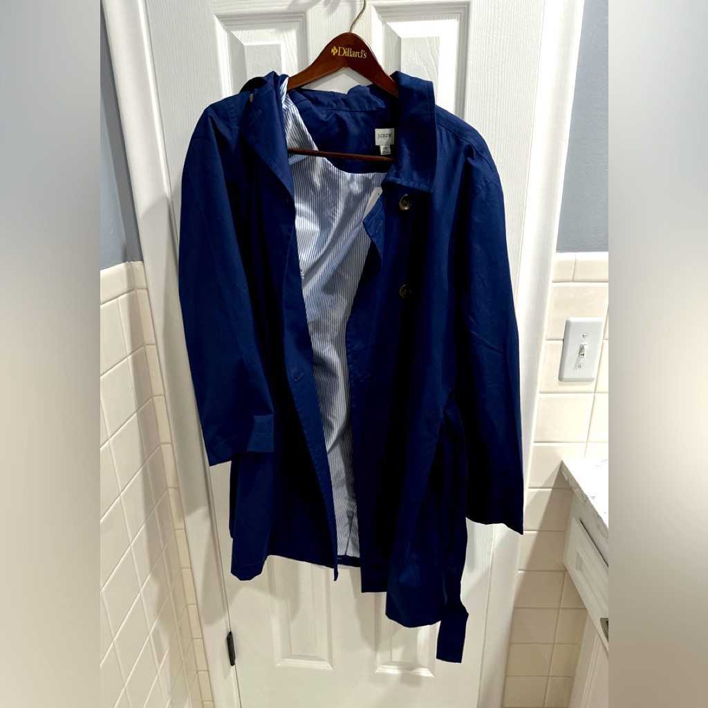 J Crew Navy Trench Coat Size 16